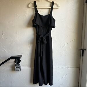 NWT‎ Lush Black Cropped Wide Leg Jumpsuit with Wide Straps Size S